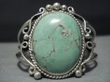 Huge!! Vintage Native American Jewelry Navajo Carico Lake Turquoise Sterling Silver Bracelet Old-Nativo Arts