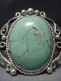 Huge!! Vintage Native American Jewelry Navajo Carico Lake Turquoise Sterling Silver Bracelet Old-Nativo Arts