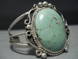Huge!! Vintage Native American Jewelry Navajo Carico Lake Turquoise Sterling Silver Bracelet Old-Nativo Arts
