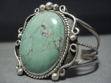 Huge!! Vintage Native American Jewelry Navajo Carico Lake Turquoise Sterling Silver Bracelet Old-Nativo Arts