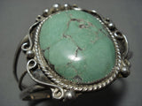 Huge!! Vintage Native American Jewelry Navajo Carico Lake Turquoise Sterling Silver Bracelet Old-Nativo Arts