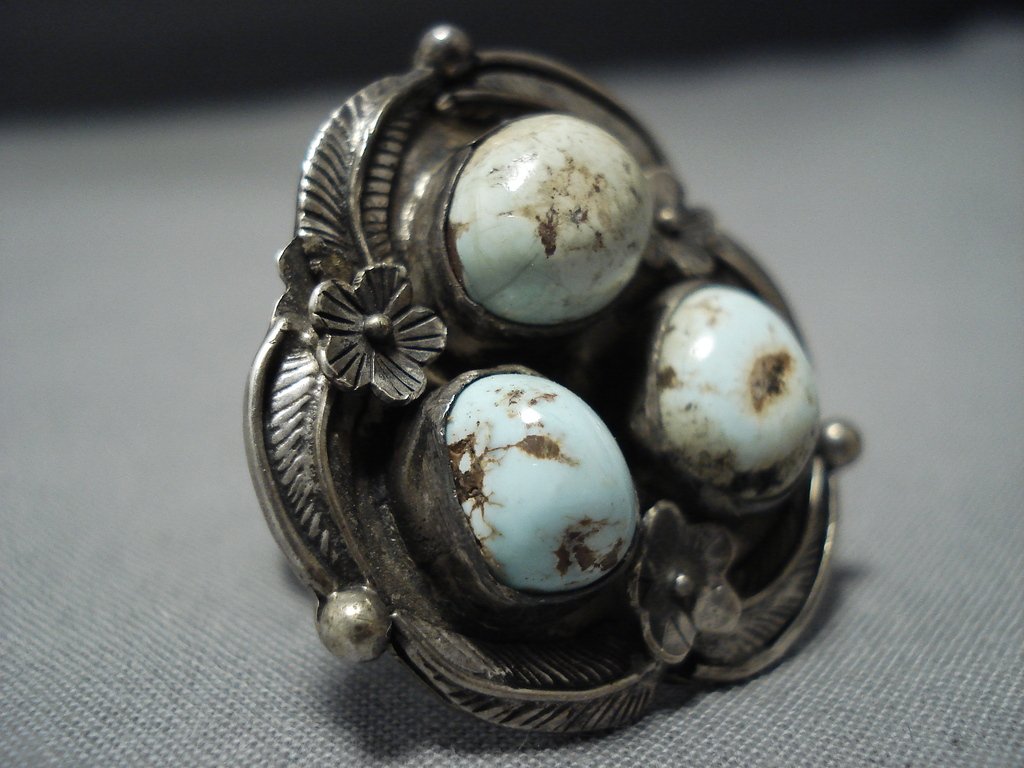 Huge Vintage Native American Jewelry Navajo Dry Creek Turquoise