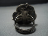 Huge Vintage Native American Jewelry Navajo Dry Creek Turquoise Sterling Silver Ring Old-Nativo Arts