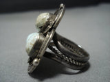 Huge Vintage Native American Jewelry Navajo Dry Creek Turquoise Sterling Silver Ring Old-Nativo Arts