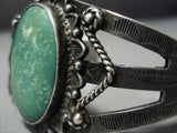 Huge Vintage Native American Jewelry Navajo Early 1900's Green Turquoise Sterling Silver Cuff Bracelet-Nativo Arts
