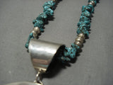 Huge Vintage Native American Jewelry Navajo Easter Blue Turquoise Sterling Silver Necklace Old-Nativo Arts