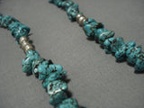 Huge Vintage Native American Jewelry Navajo Easter Blue Turquoise Sterling Silver Necklace Old-Nativo Arts