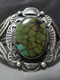 Huge! Vintage Native American Jewelry Navajo Green Spider Turquoise Sterling Silver Bracelet Old-Nativo Arts