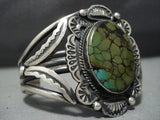 Huge! Vintage Native American Jewelry Navajo Green Spider Turquoise Sterling Silver Bracelet Old-Nativo Arts