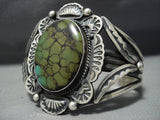 Huge! Vintage Native American Jewelry Navajo Green Spider Turquoise Sterling Silver Bracelet Old-Nativo Arts