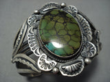 Huge! Vintage Native American Jewelry Navajo Green Spider Turquoise Sterling Silver Bracelet Old-Nativo Arts