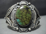 Huge! Vintage Native American Jewelry Navajo Green Spider Turquoise Sterling Silver Bracelet Old-Nativo Arts