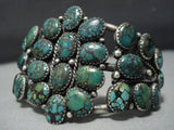 Huge!! Vintage Native American Jewelry Navajo Green Spiderweb Turquoise Sterling Silver Bracelet Old-Nativo Arts