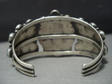 Huge!! Vintage Native American Jewelry Navajo Green Spiderweb Turquoise Sterling Silver Bracelet Old-Nativo Arts