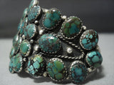 Huge!! Vintage Native American Jewelry Navajo Green Spiderweb Turquoise Sterling Silver Bracelet Old-Nativo Arts