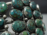 Huge!! Vintage Native American Jewelry Navajo Green Spiderweb Turquoise Sterling Silver Bracelet Old-Nativo Arts