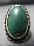 Huge Vintage Native American Jewelry Navajo Green Turquoise Nativer American Sterling Silver Ring Old-Nativo Arts