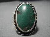 Huge Vintage Native American Jewelry Navajo Green Turquoise Nativer American Sterling Silver Ring Old-Nativo Arts