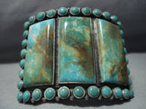 Huge Vintage Native American Jewelry Navajo Green Turquoise Sterling Silver Bracelet-Nativo Arts