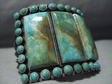 Huge Vintage Native American Jewelry Navajo Green Turquoise Sterling Silver Bracelet-Nativo Arts