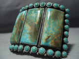 Huge Vintage Native American Jewelry Navajo Green Turquoise Sterling Silver Bracelet-Nativo Arts
