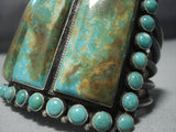 Huge Vintage Native American Jewelry Navajo Green Turquoise Sterling Silver Bracelet-Nativo Arts