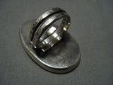 Huge Vintage Native American Jewelry Navajo Green Turquoise Sterling Silver Ring-Nativo Arts
