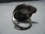 Huge Vintage Native American Jewelry Navajo Green Turquoise Sterling Silver Ring-Nativo Arts