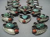 Huge!! Vintage Native American Jewelry Navajo Green Turquoise Sterling Silver Squash Blossom Necklace-Nativo Arts