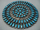 Huge Vintage Native American Jewelry Navajo Heavy Turquoise Sterling Silver Paul Johnson Pin Old-Nativo Arts