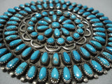 Huge Vintage Native American Jewelry Navajo Heavy Turquoise Sterling Silver Paul Johnson Pin Old-Nativo Arts