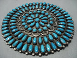 Huge Vintage Native American Jewelry Navajo Heavy Turquoise Sterling Silver Paul Johnson Pin Old-Nativo Arts
