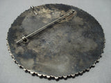 Huge Vintage Native American Jewelry Navajo Heavy Turquoise Sterling Silver Paul Johnson Pin Old-Nativo Arts