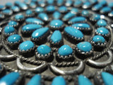 Huge Vintage Native American Jewelry Navajo Heavy Turquoise Sterling Silver Paul Johnson Pin Old-Nativo Arts