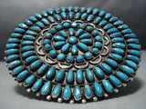 Huge Vintage Native American Jewelry Navajo Heavy Turquoise Sterling Silver Paul Johnson Pin Old-Nativo Arts