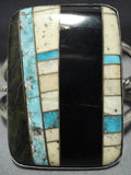 Huge Vintage Native American Jewelry Navajo Inlaid Turquoise Sterling Silver Bracelet-Nativo Arts