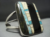 Huge Vintage Native American Jewelry Navajo Inlaid Turquoise Sterling Silver Bracelet-Nativo Arts