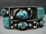 Huge!! Vintage Native American Jewelry Navajo Inlay Royston Turquoise Sterling Silver Bracelet-Nativo Arts