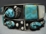 Huge!! Vintage Native American Jewelry Navajo Inlay Royston Turquoise Sterling Silver Bracelet-Nativo Arts