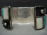 Huge!! Vintage Native American Jewelry Navajo Inlay Royston Turquoise Sterling Silver Bracelet-Nativo Arts