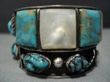 Huge!! Vintage Native American Jewelry Navajo Inlay Royston Turquoise Sterling Silver Bracelet-Nativo Arts