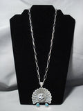 Huge Vintage Native American Jewelry Navajo Kachina Head Tuquoise Sterling Silver Necklace Old-Nativo Arts