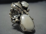 Huge!! Vintage Native American Jewelry Navajo Mother Of Pearl Sterling Silver Ring Old-Nativo Arts