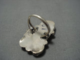 Huge!! Vintage Native American Jewelry Navajo Mother Of Pearl Sterling Silver Ring Old-Nativo Arts