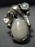 Huge!! Vintage Native American Jewelry Navajo Mother Of Pearl Sterling Silver Ring Old-Nativo Arts