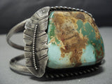 Huge Vintage Native American Jewelry Navajo Natural Royston Turquoise Sterling Silver Bracelet Old-Nativo Arts