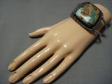 Huge Vintage Native American Jewelry Navajo Natural Royston Turquoise Sterling Silver Bracelet Old-Nativo Arts