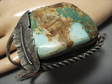 Huge Vintage Native American Jewelry Navajo Natural Royston Turquoise Sterling Silver Bracelet Old-Nativo Arts