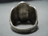 Huge!! Vintage Native American Jewelry Navajo Natural Turquoise Sterling Silver Leaf Ring Old-Nativo Arts