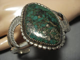 Huge Vintage Native American Jewelry Navajo Old Green Turquoise Sterling Silver Bracelet-Nativo Arts
